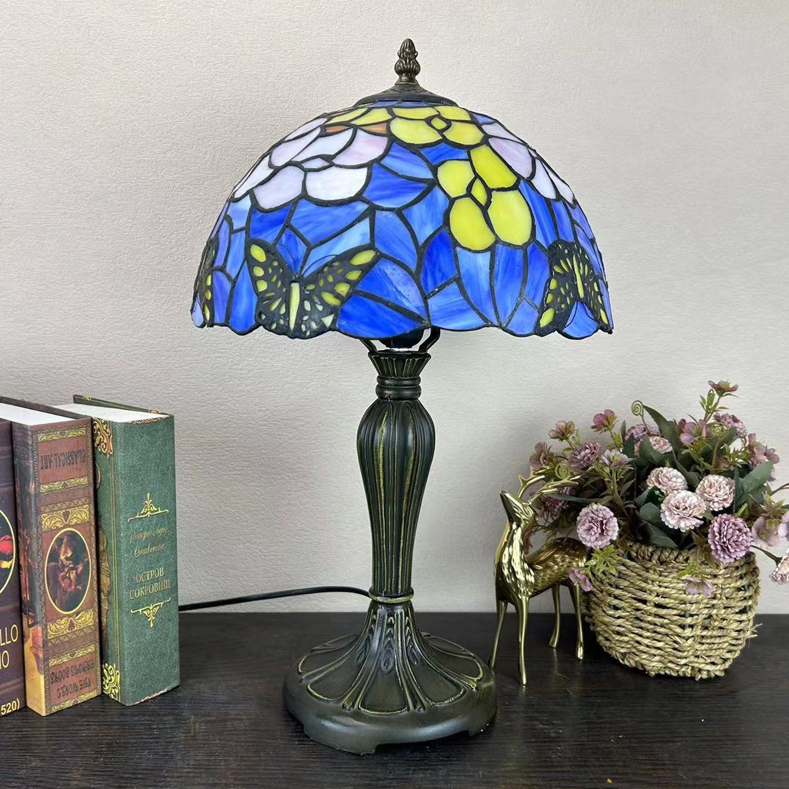 Metal Glass Dome Grape Table Lamp