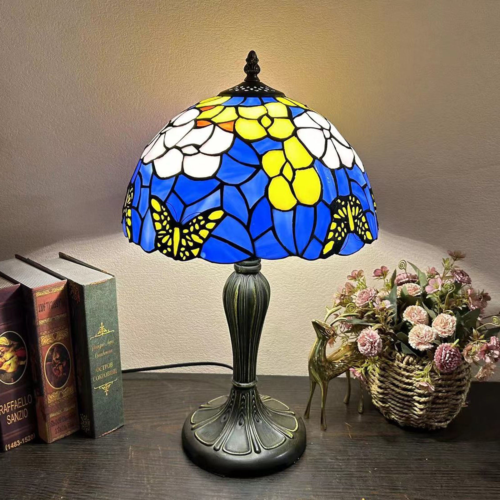Metal Glass Dome Grape Table Lamp