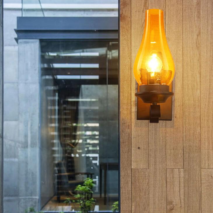 Glass Wrought Iron Kerosene Outdoor Light