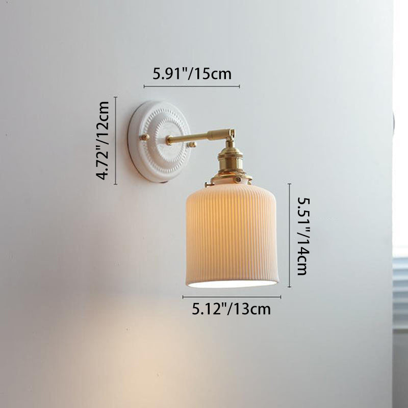 Round Ceramic Brass Living Wall Lamp