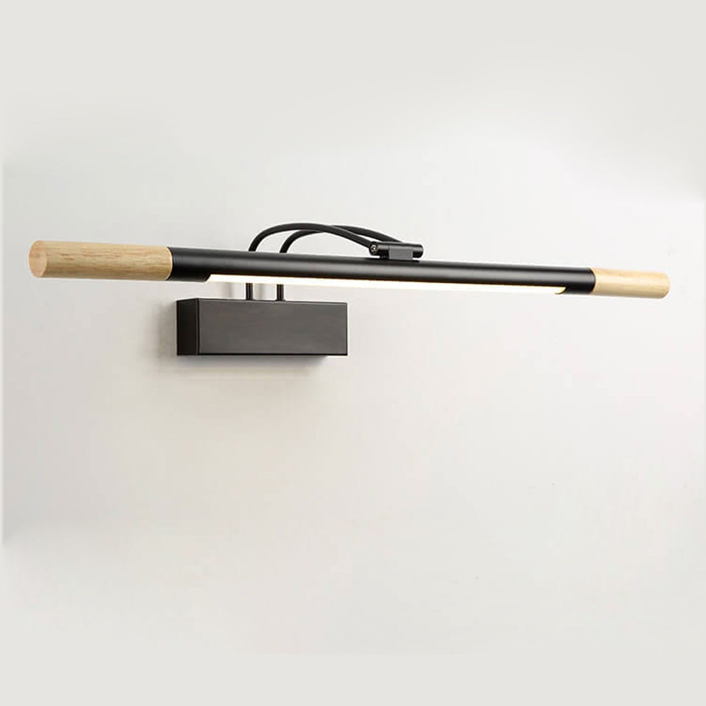 Solid Wood Curved Arm Wall Lamp