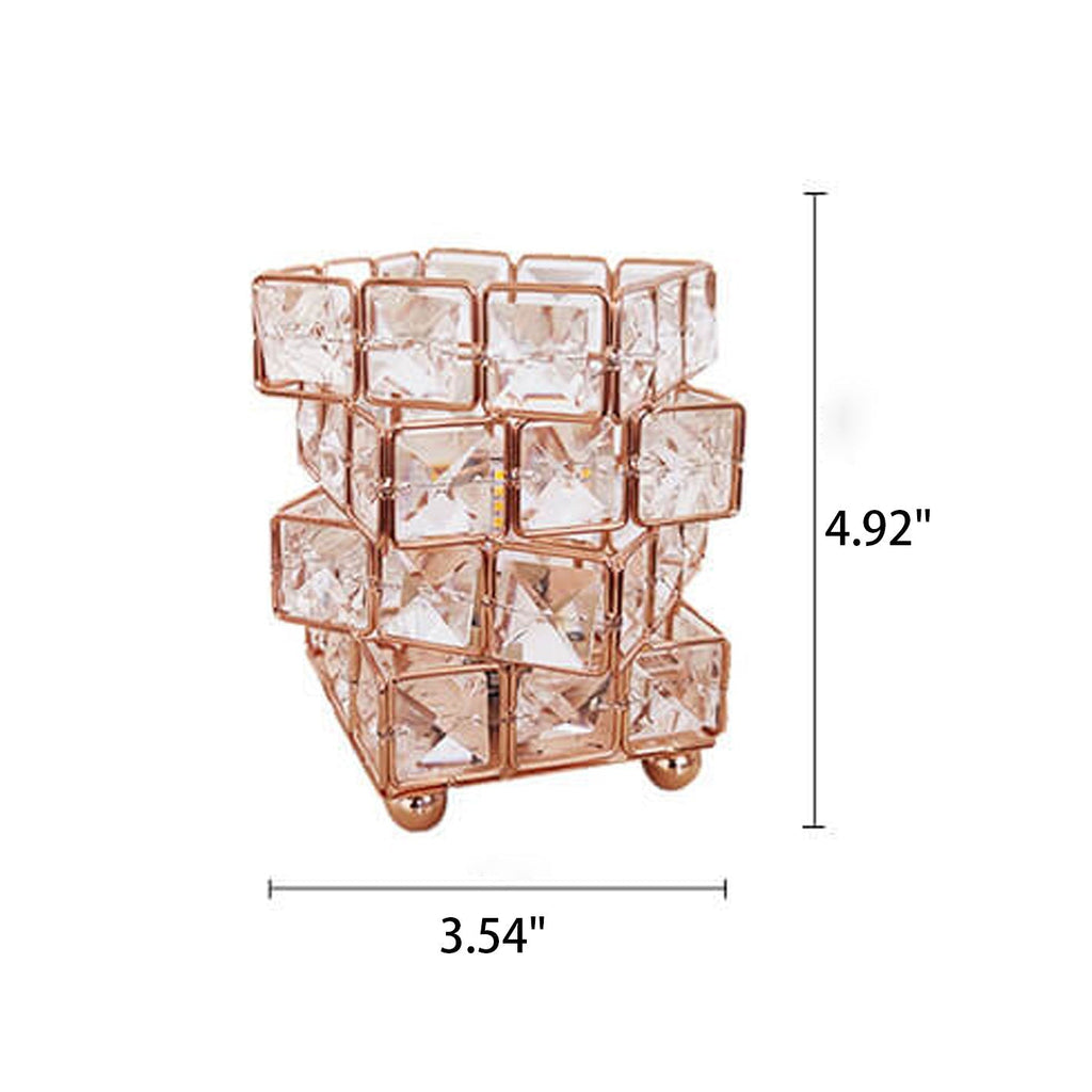 Crystal Cube Ostrich Feather Table Lamp