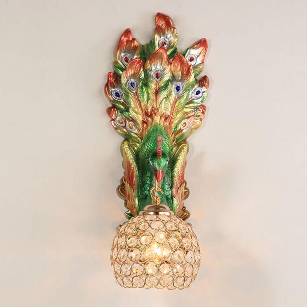 Peacock Resin Glass Wall Lamp