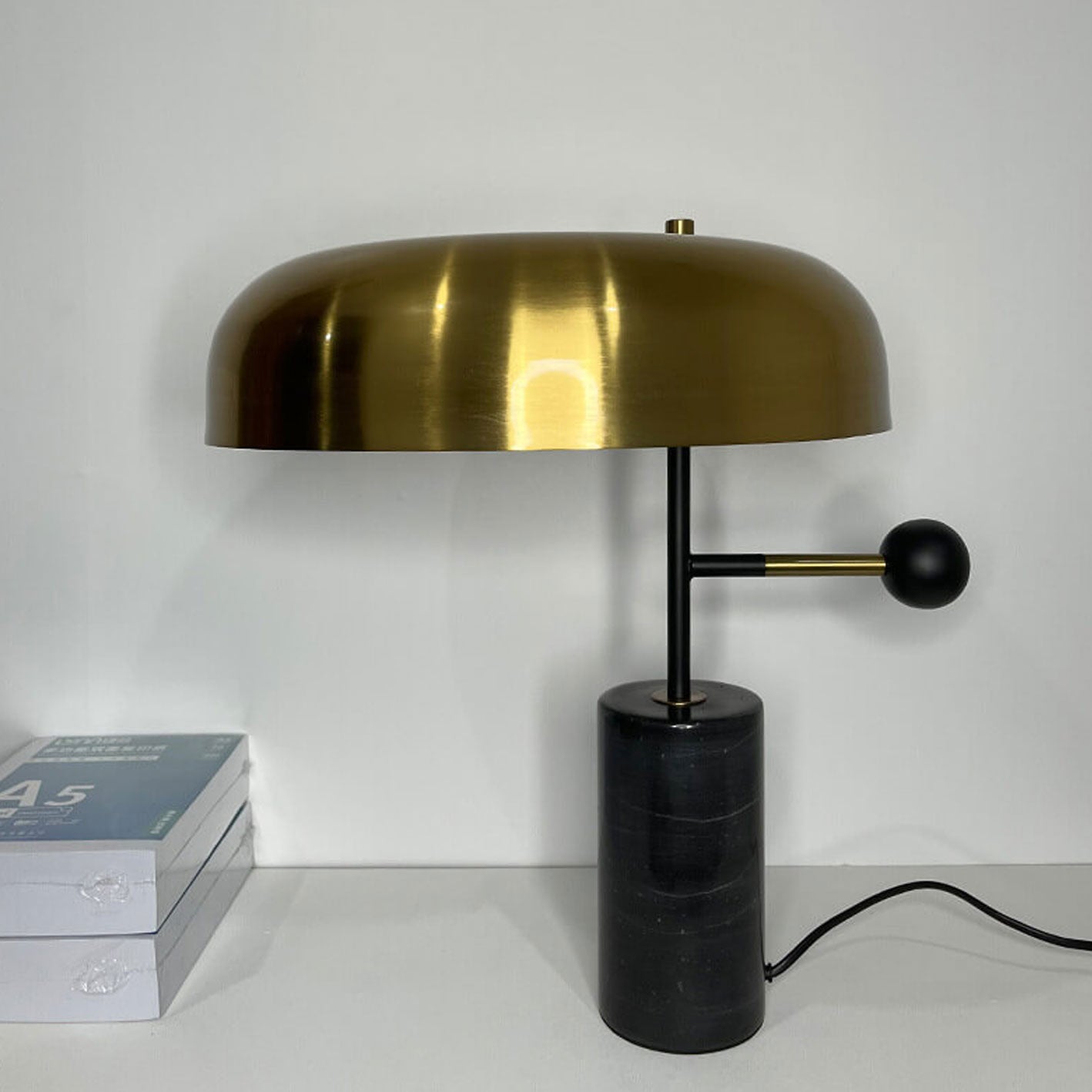 Gold Marble Column Table Lamp