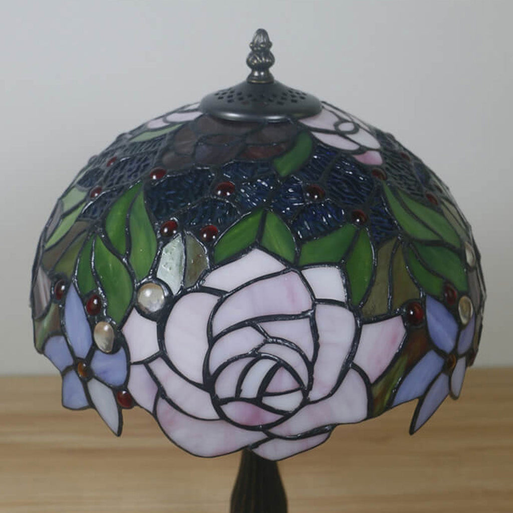 Rose Stained Glass Table Lamp
