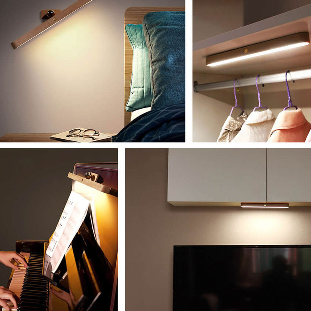 Wooden Strip Magnetic Mirror Wall Lamp