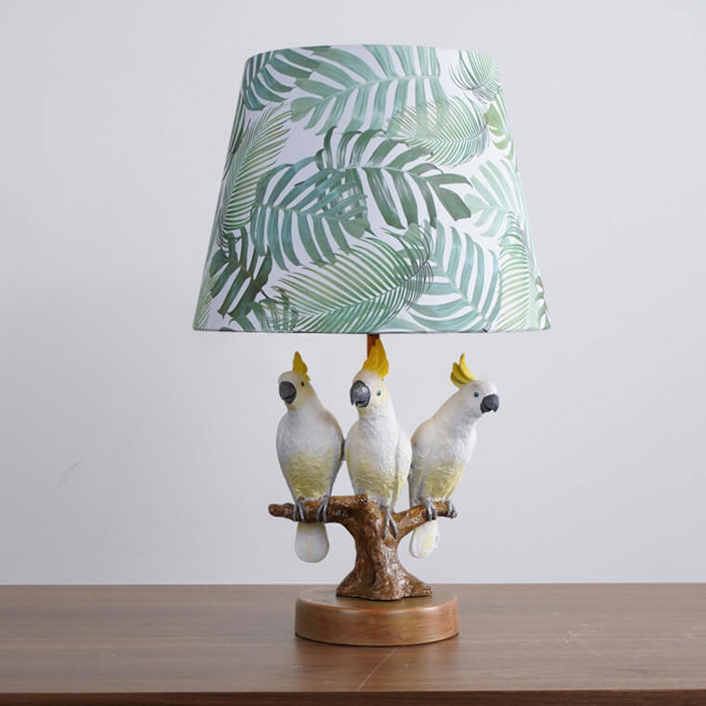 Leaf Fabric Resin Bird Table Lamp