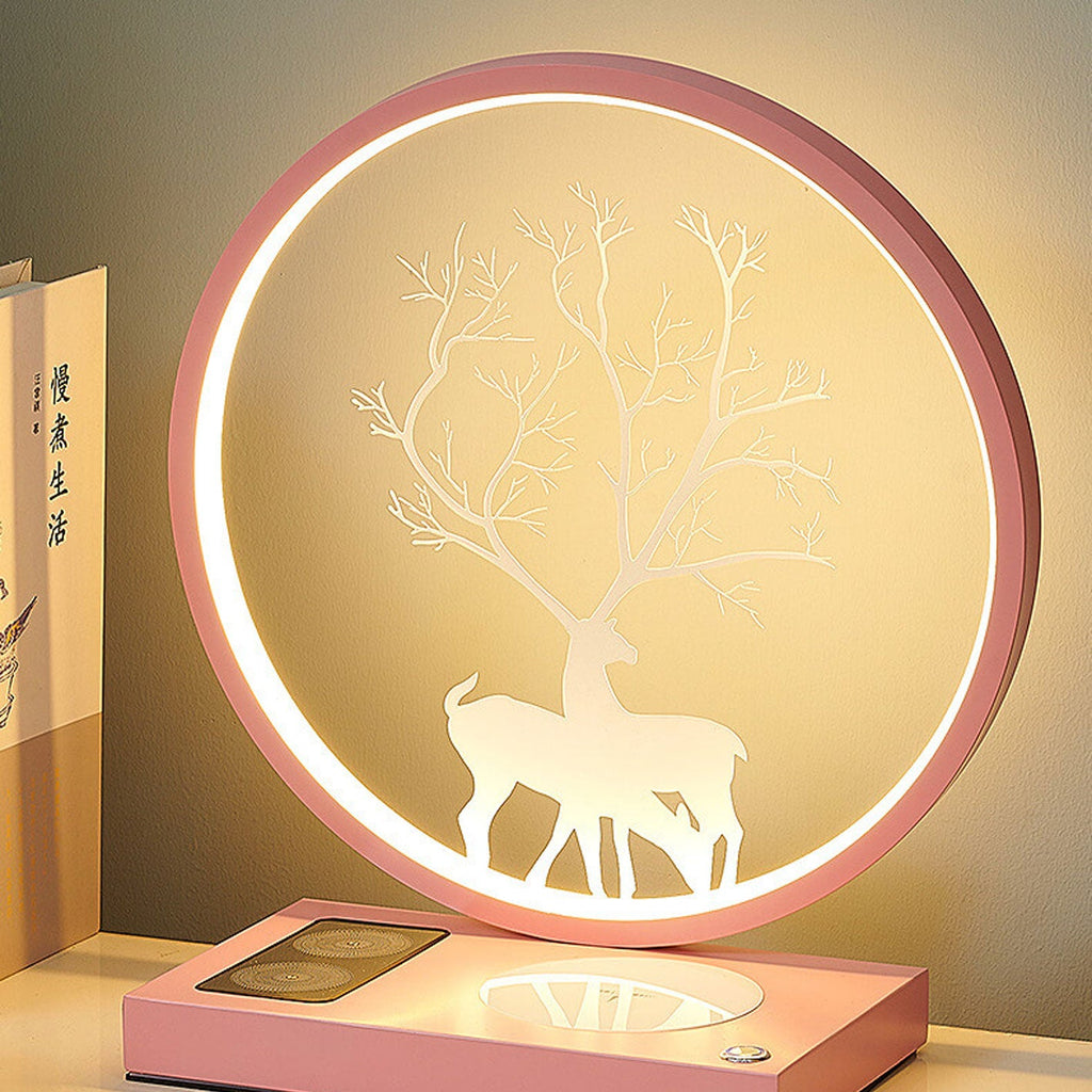 Round Deer Design Wireless Table Lamp