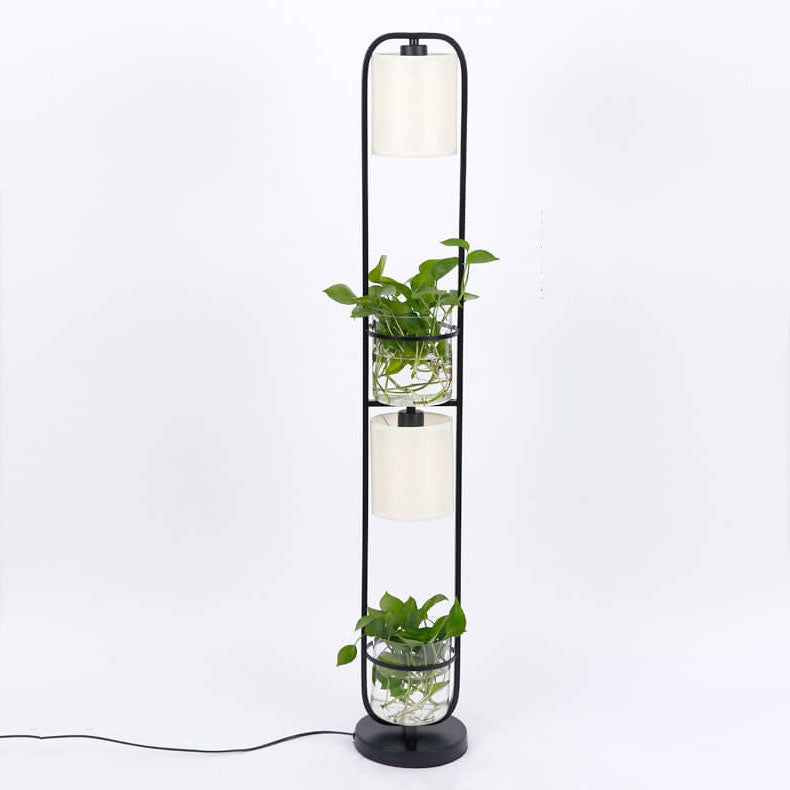 Cylinder Fabric Plant Hydroponics 2-Light Floor Lamp