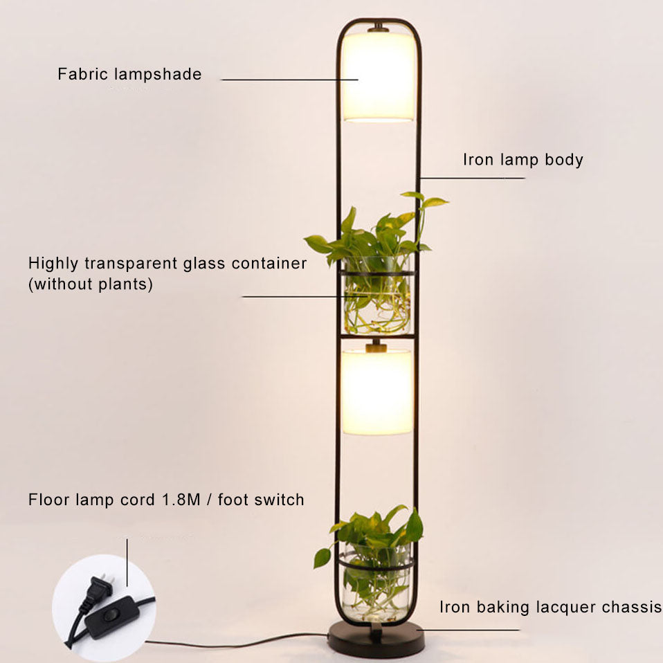 Cylinder Fabric Plant Hydroponics 2-Light Floor Lamp