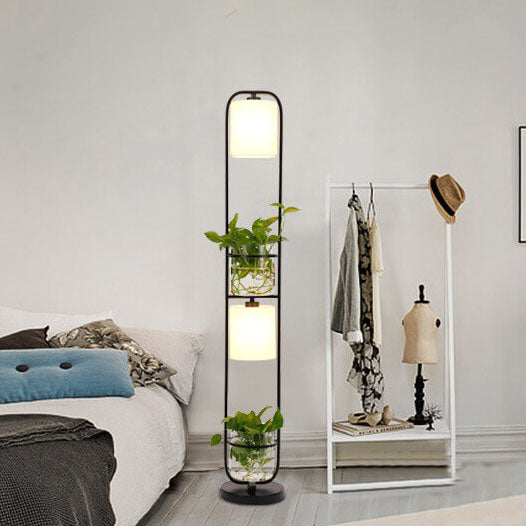 Cylinder Fabric Plant Hydroponics 2-Light Floor Lamp