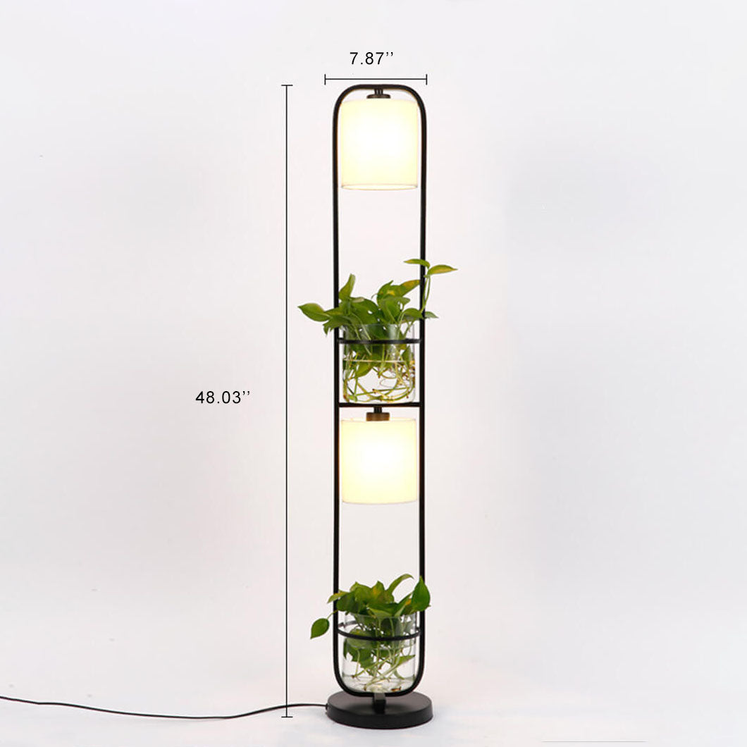Cylinder Fabric Plant Hydroponics 2-Light Floor Lamp