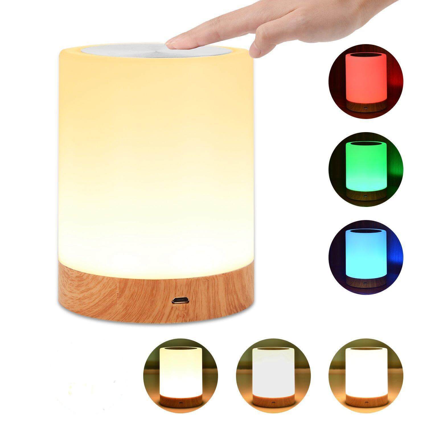 Wood Grain Night Rechargeable Table Lamp