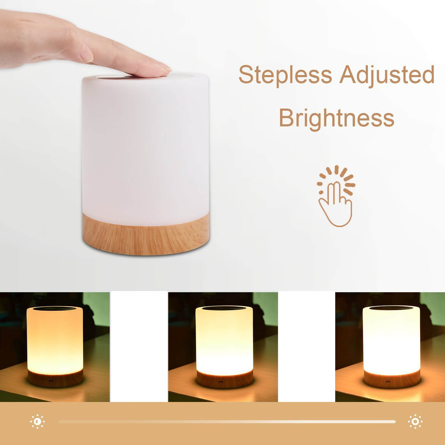 Wood Grain Night Rechargeable Table Lamp