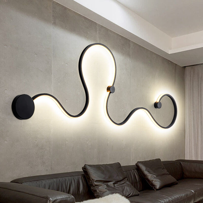 Long Aluminum Snake Shaped Wall Lamp