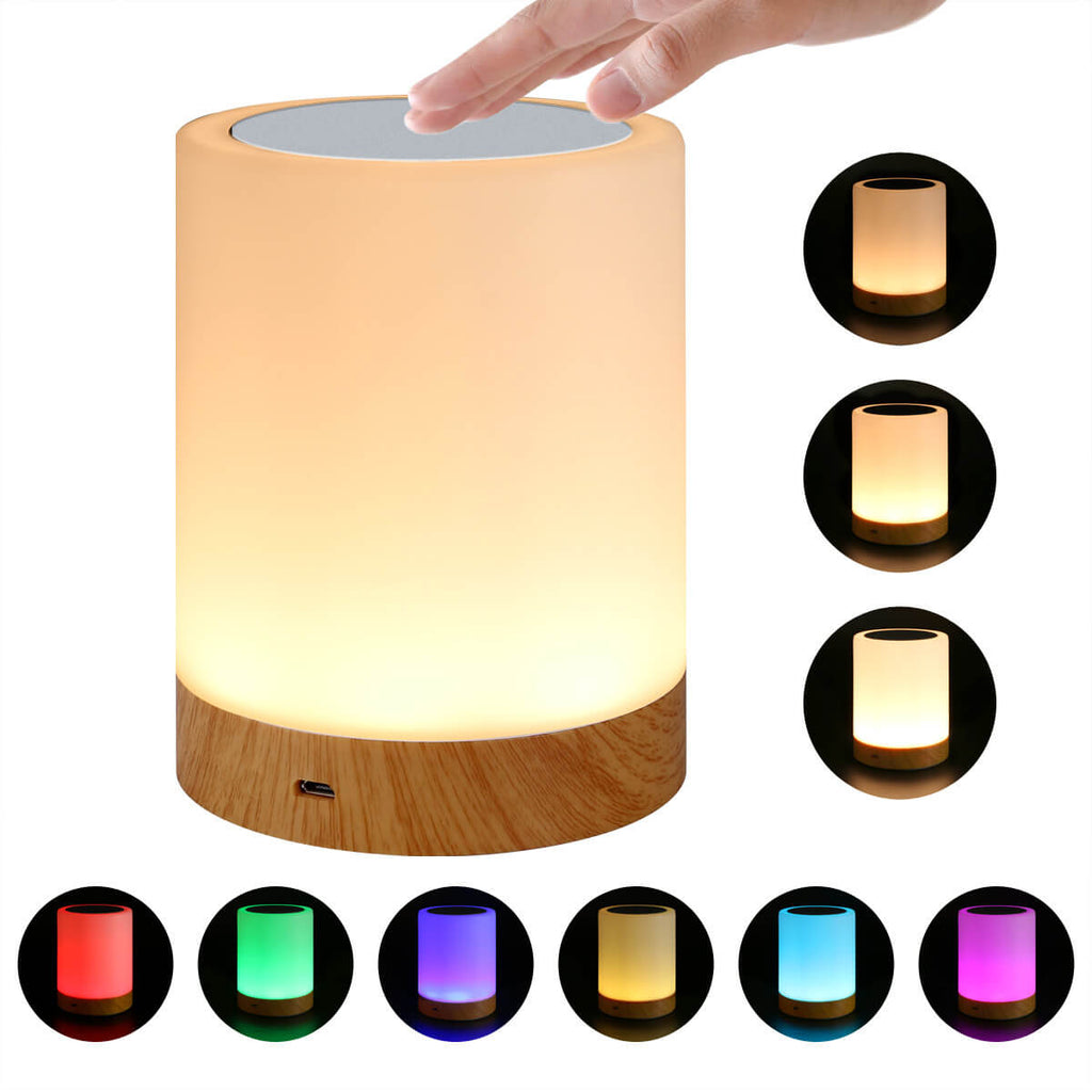Wood Grain Night Rechargeable Table Lamp