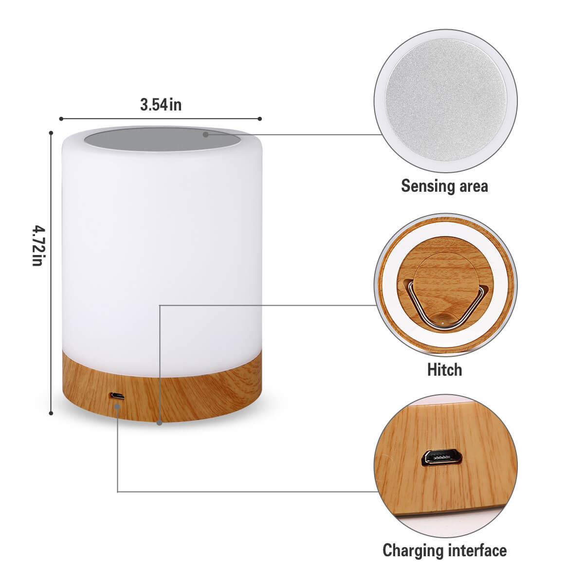 Wood Grain Night Rechargeable Table Lamp