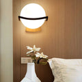 Glass Ball Wooden Armed Wall Lamp