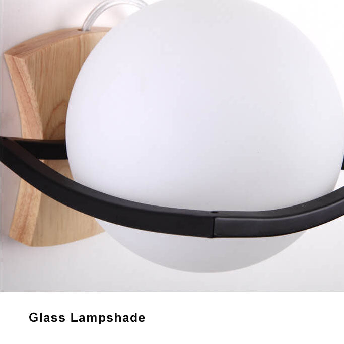 Glass Ball Wooden Armed Wall Lamp