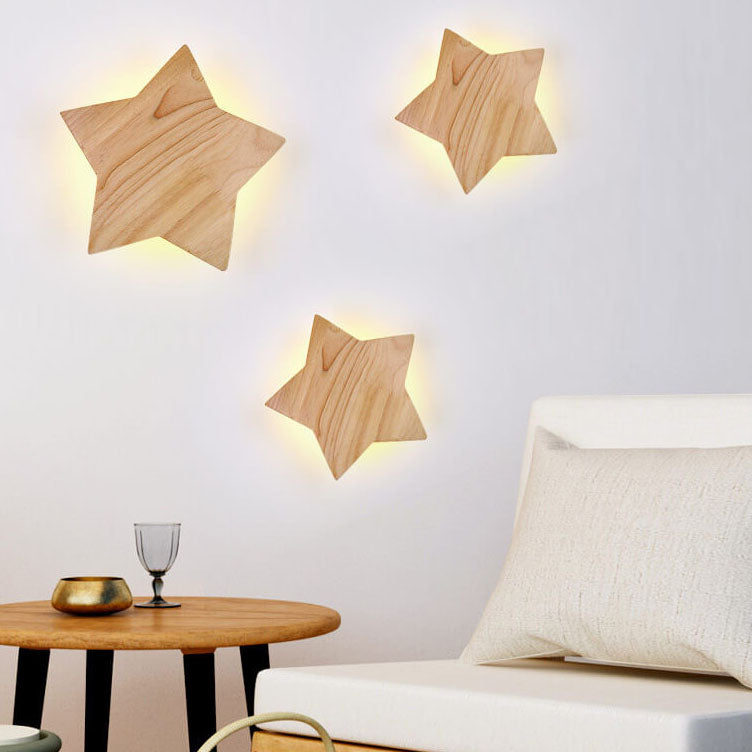 Star Shaped Wooden Mood Wall Lamp