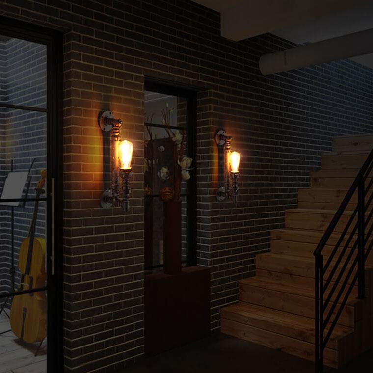 Rust Pipe Wall Lamp
