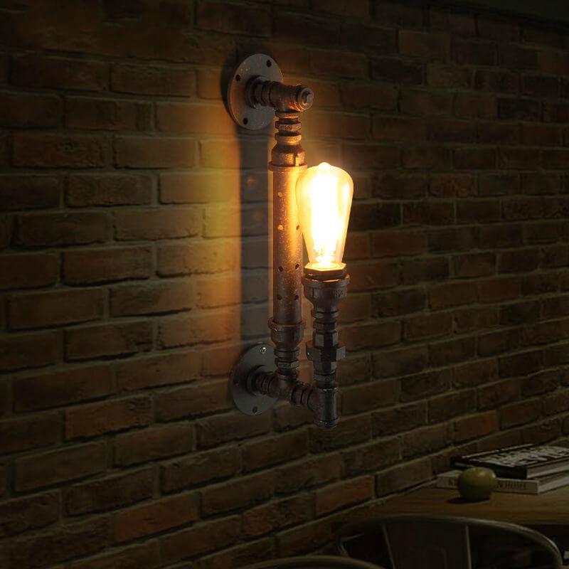 Rust Pipe Wall Lamp