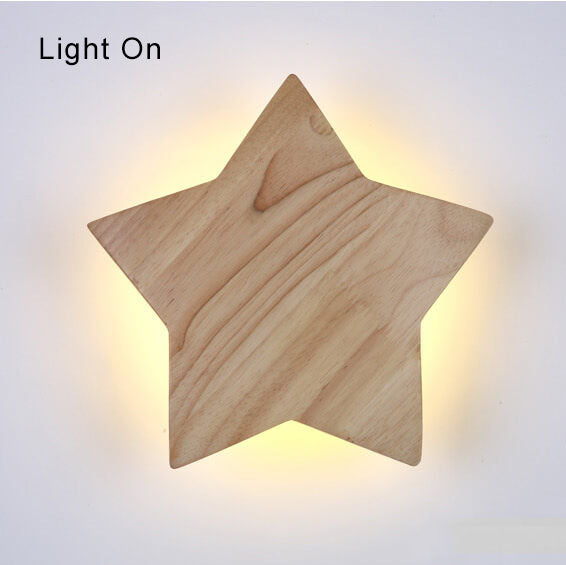 Star Shaped Wooden Mood Wall Lamp