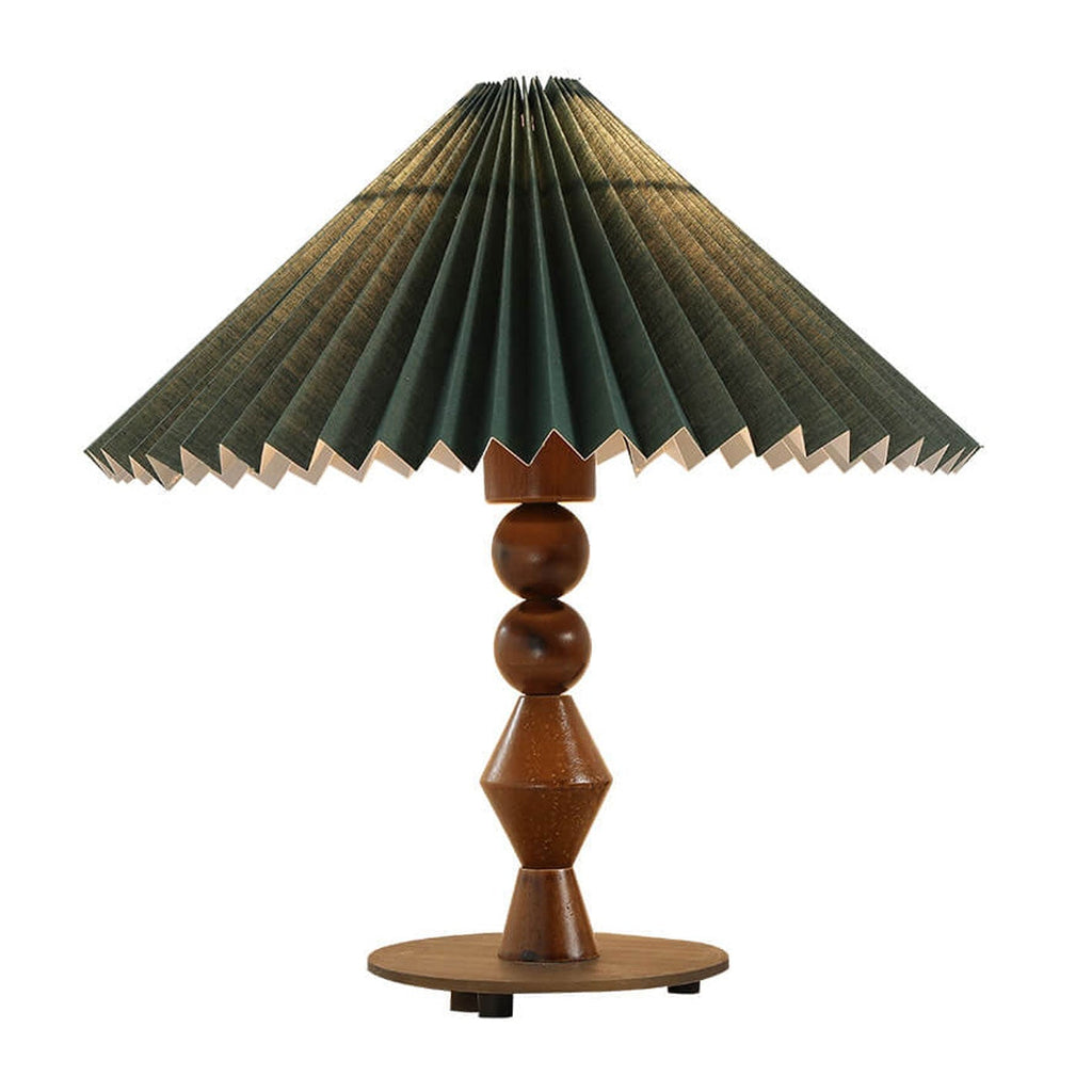Dark Green Pleated Solid Table Lamp