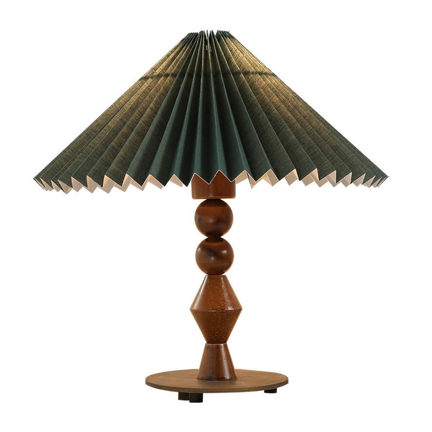 Dark Green Pleated Solid Table Lamp