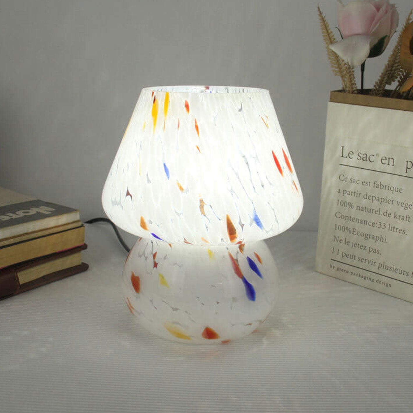 Stained Ink Glass Mushroom Table Lamp