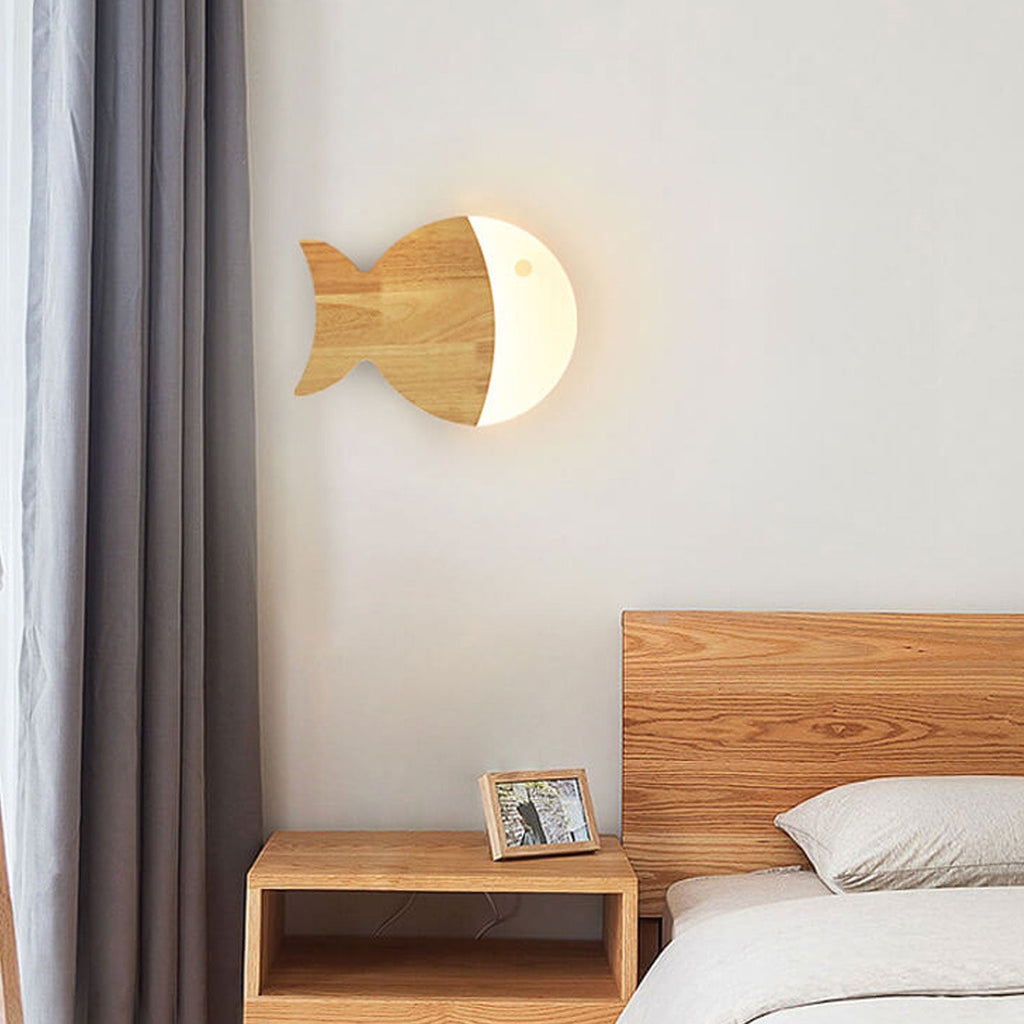 Oak Acrylic Fish Wall Lamp