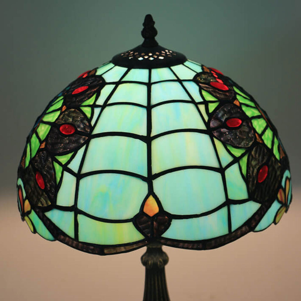 Green Peacock Stained Glass Table Lamp