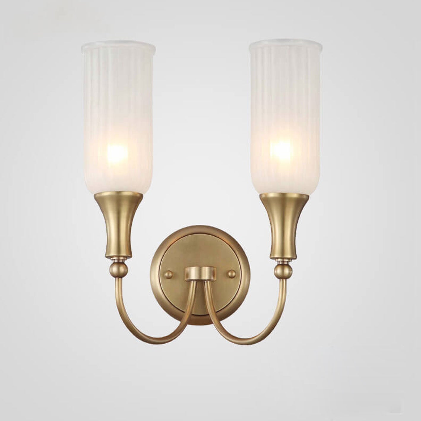 Brass Glass 1/2 Wall Lamp