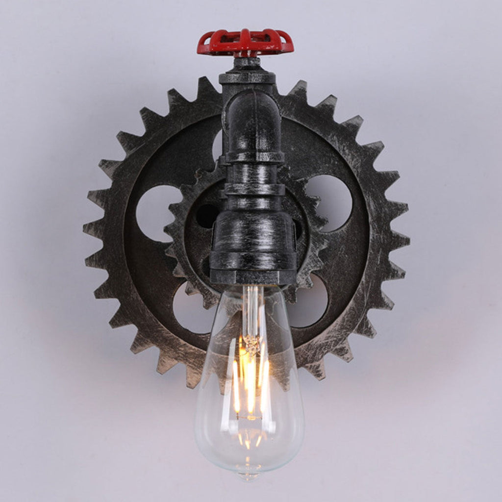 Gear-shaped Wrought Iron Wall Lamp