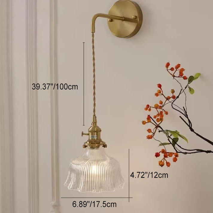 Flower Copper Glass Wall Lamp