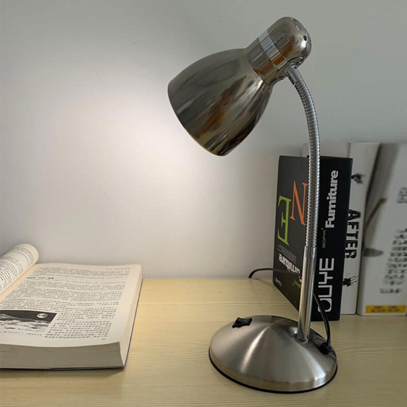 Aged Chrome Metal Table Lamp