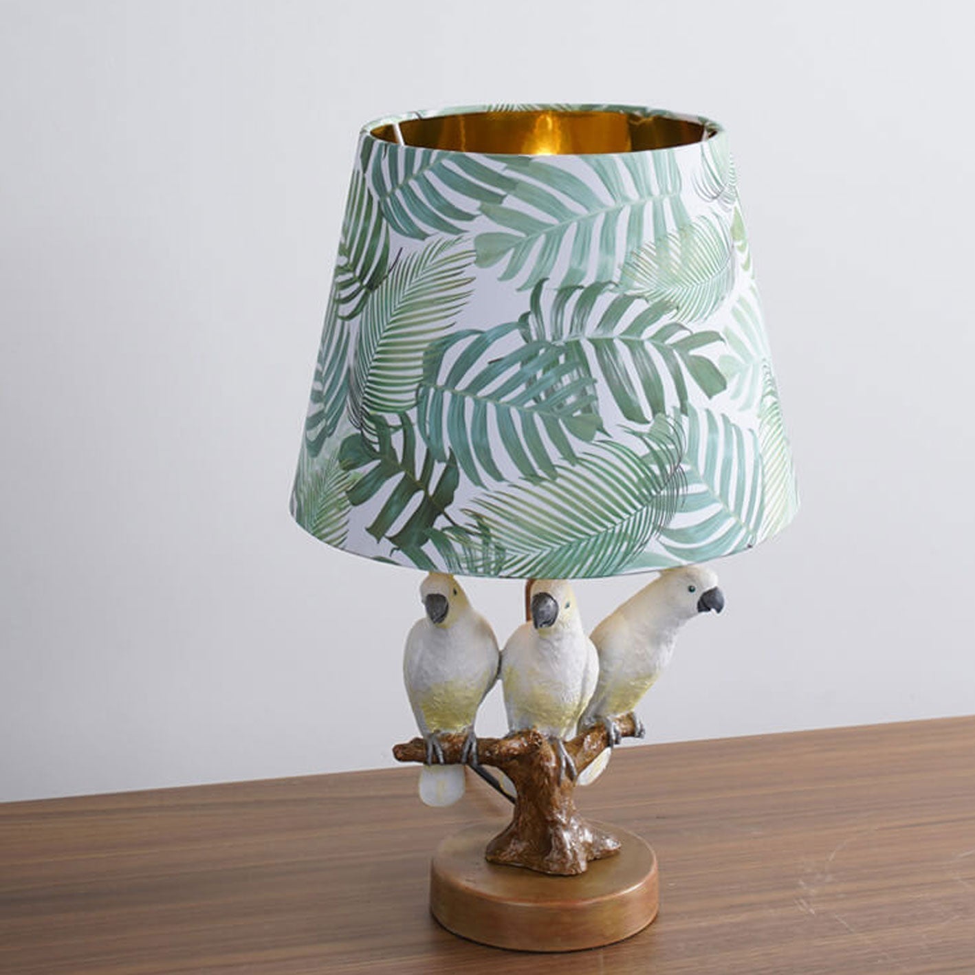 Leaf Fabric Resin Bird Table Lamp