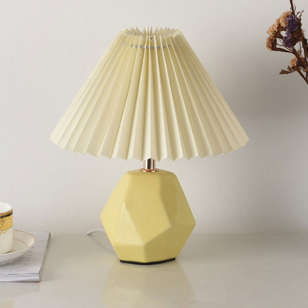 Milk Yellow Pleated Geometric Table Lamp