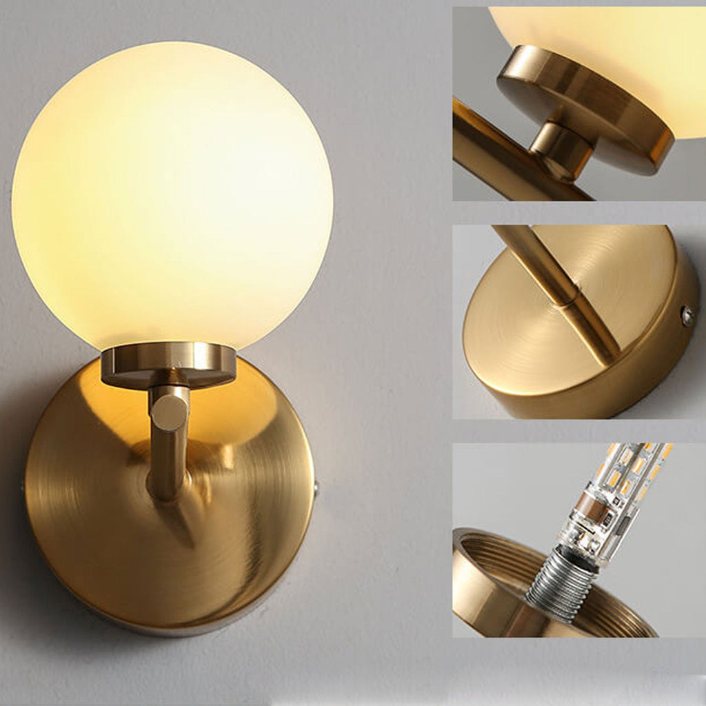Milk White Round Ball 2-Light Wall Lamp
