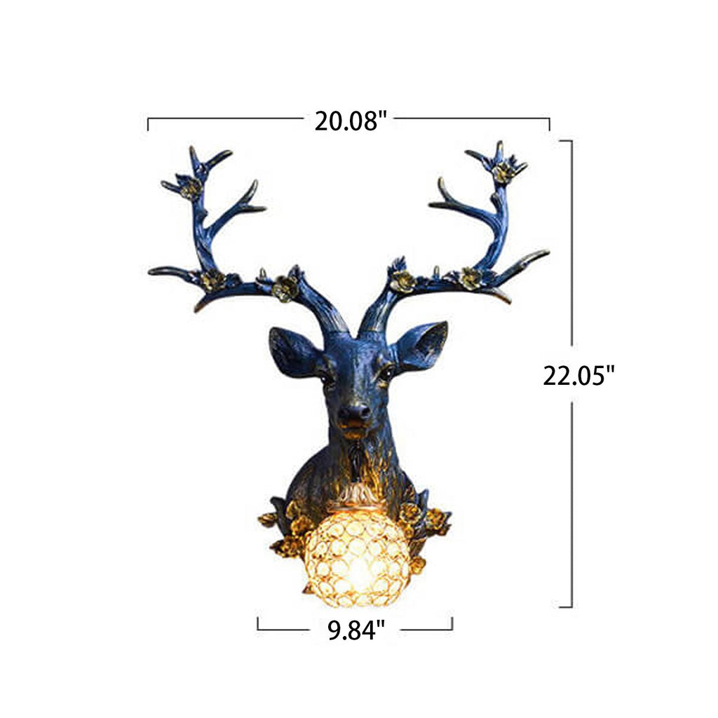 Fortune Deer Head Resin Wall Lamp