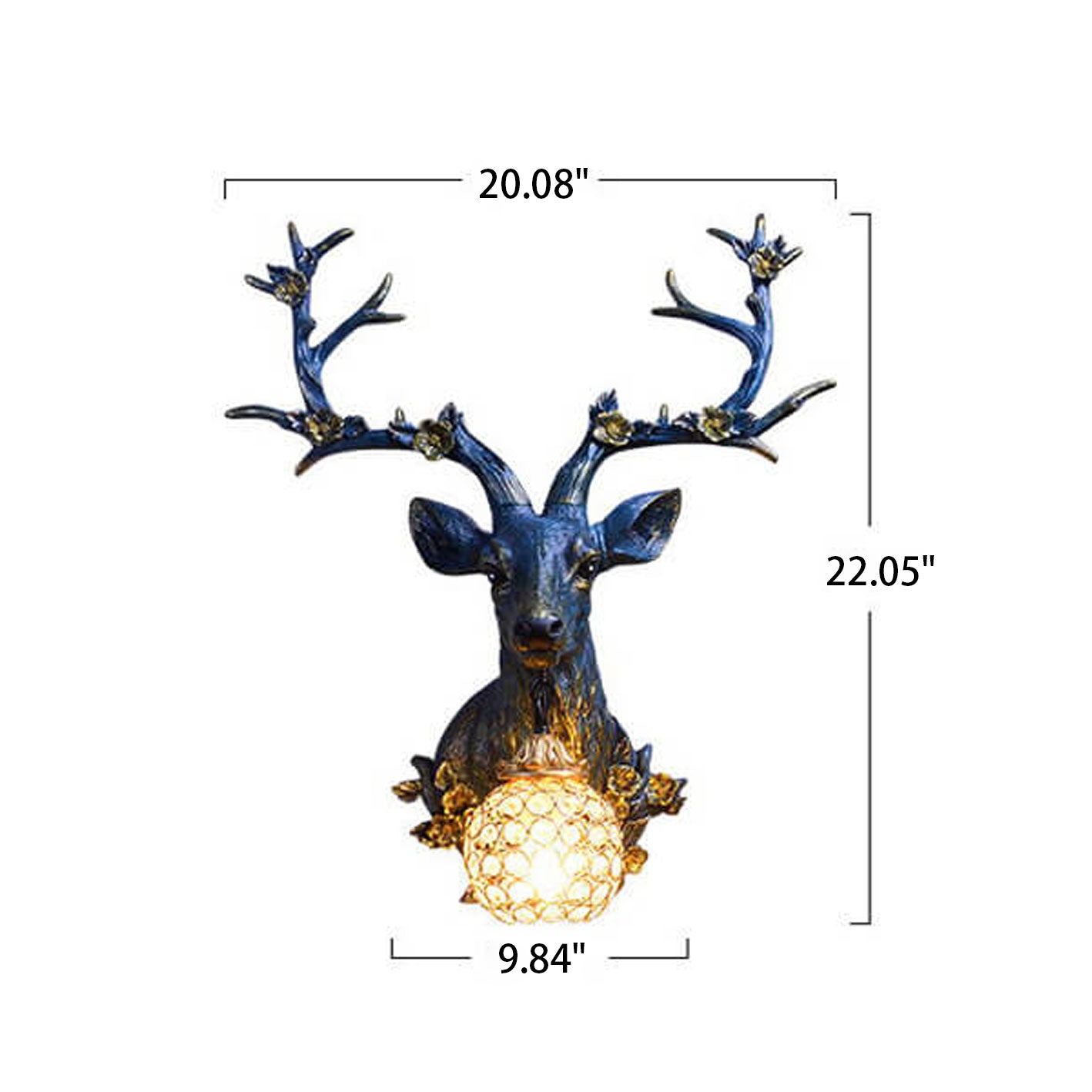 Fortune Deer Head Resin Wall Lamp