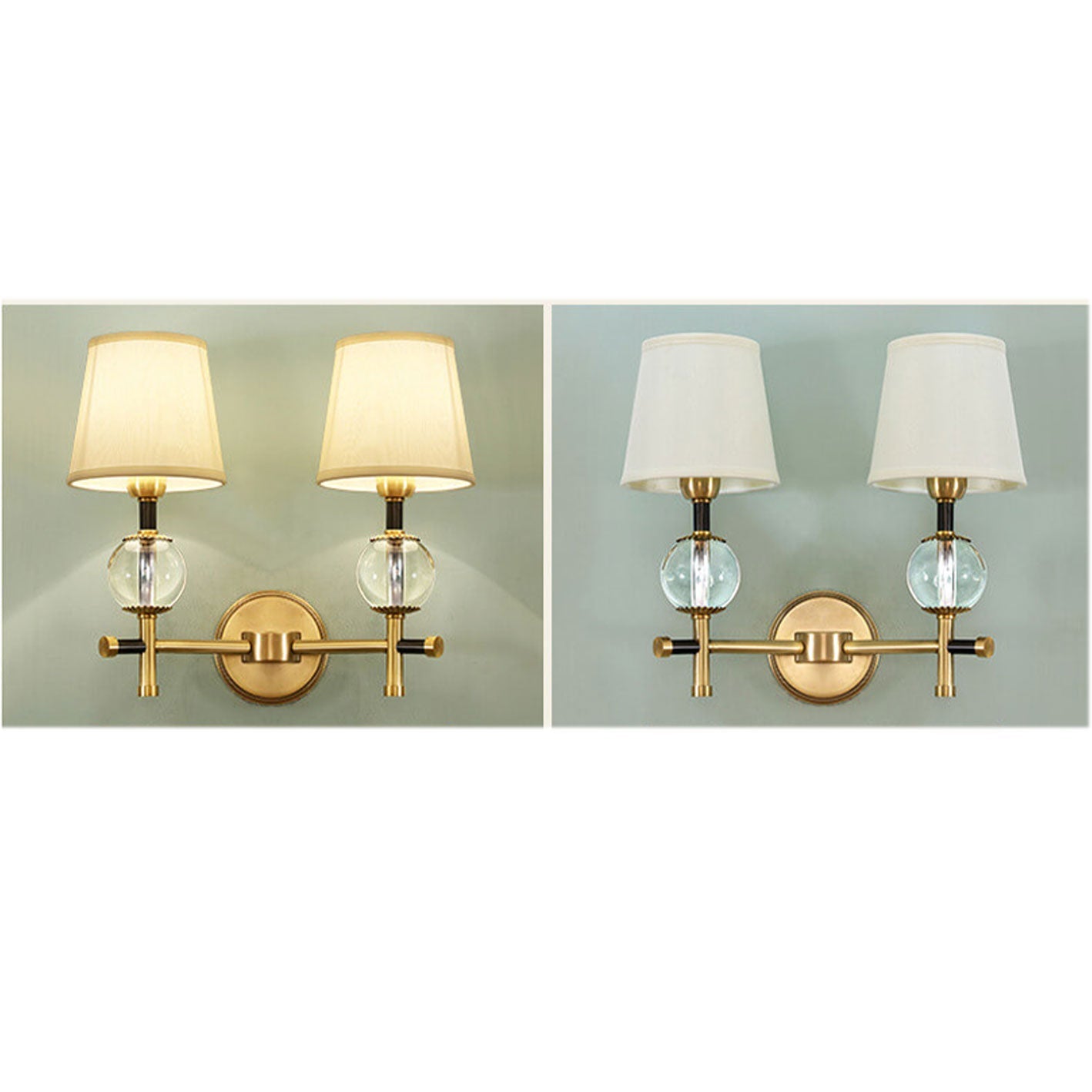 American Brass Fabric 1/2 Wall Lamp