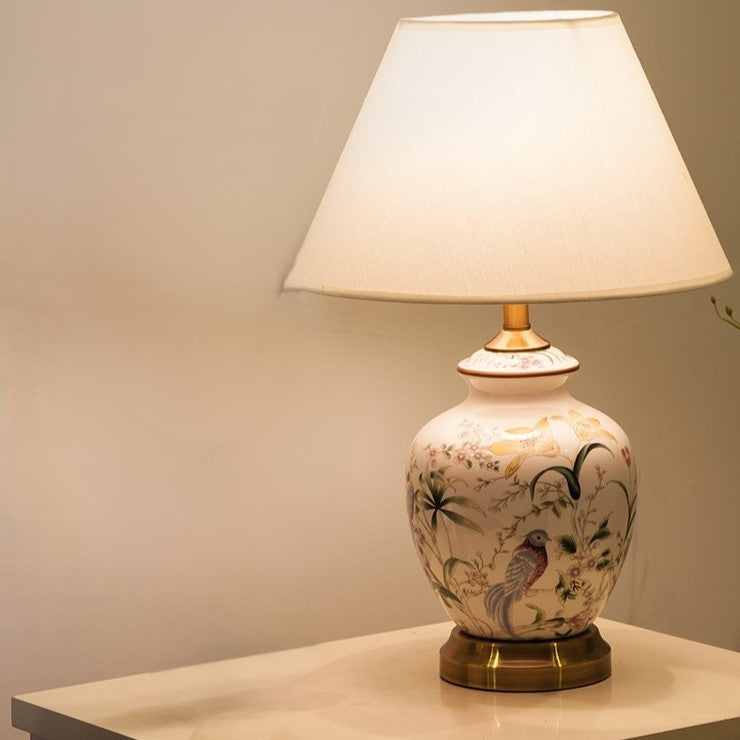Oval Round Flower Bird Table Lamp