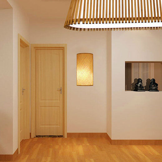 Bamboo Weaving Half Round Wall Lamp