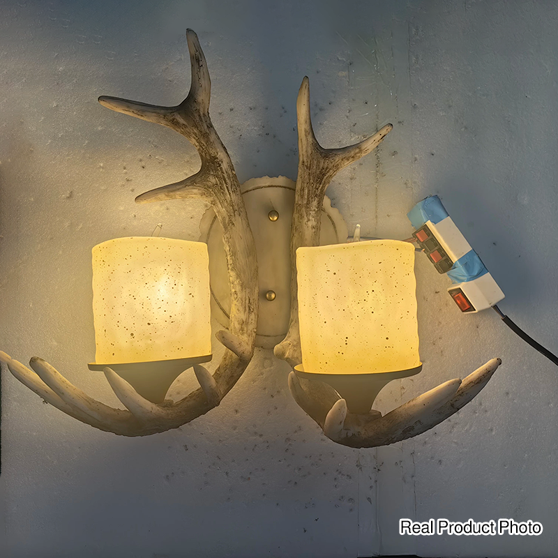 Resin Iron Antler 1/2 Wall Lamp
