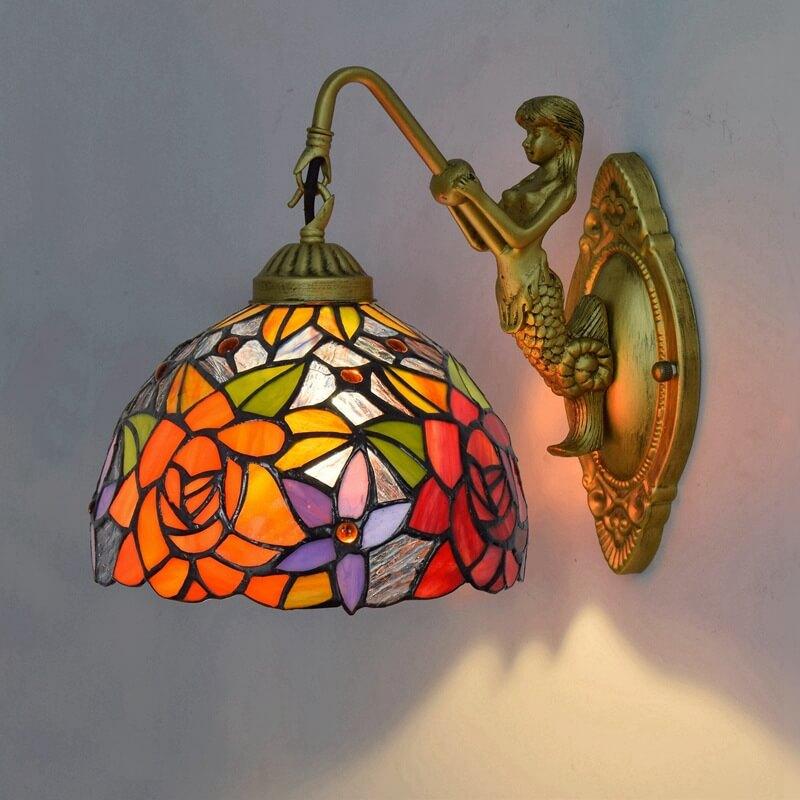 Stained Glass Rose Wall Lamp