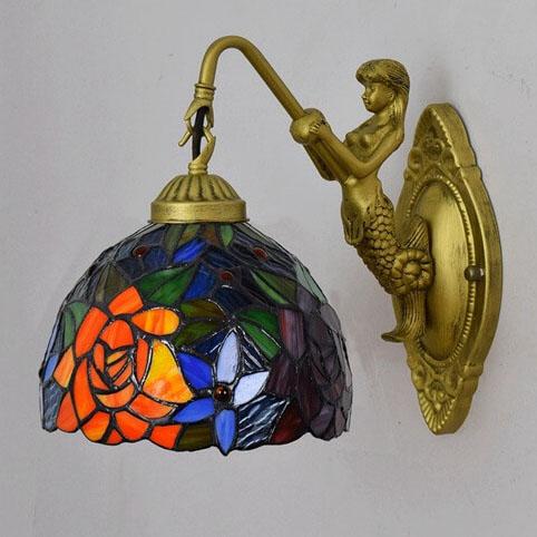 Stained Glass Rose Wall Lamp