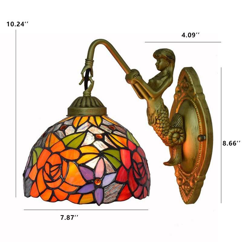 Stained Glass Rose Wall Lamp