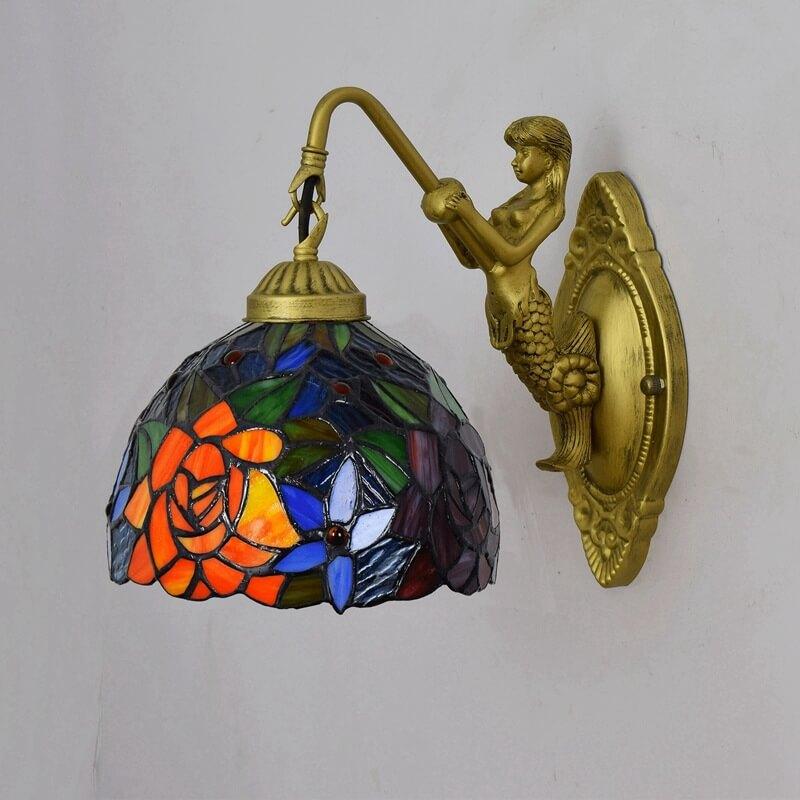 Stained Glass Rose Wall Lamp