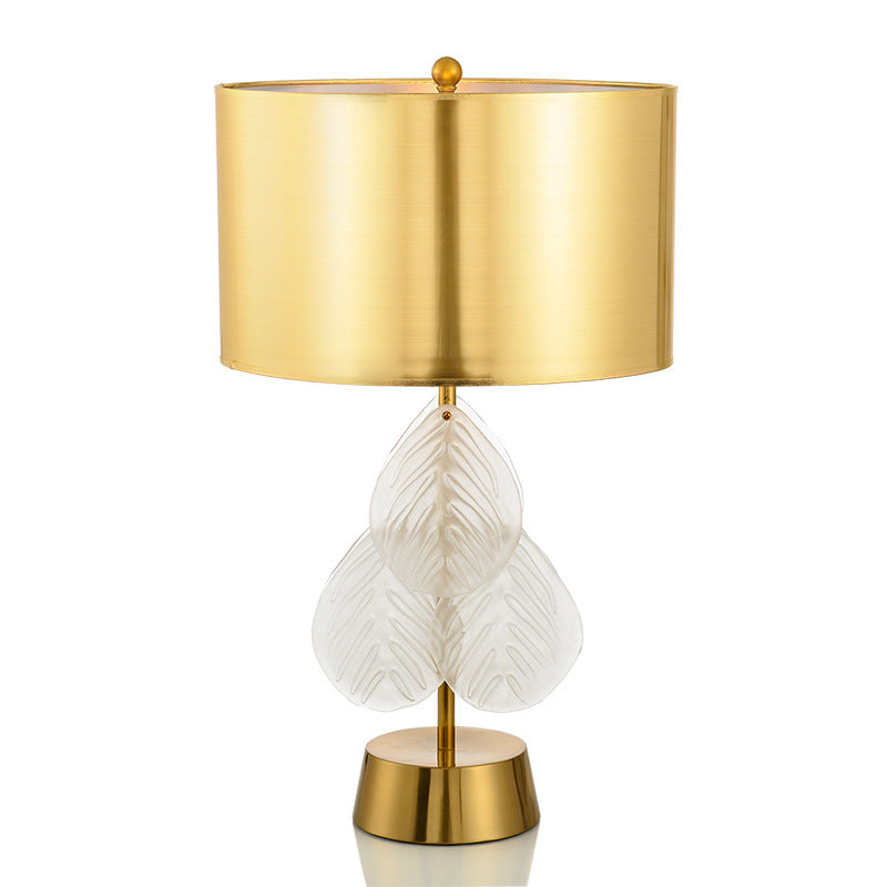 Golden Fabric Glass Leaf Table Lamp